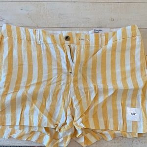 Yellow and white striped shorts